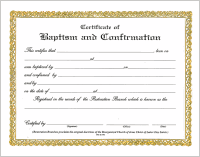 Certificate:  Baptism and Confirmation