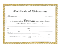Certificate:  Ordination to Deacon