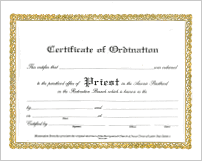 Certificate:  Ordination to Priest